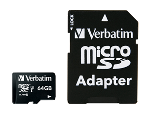 Verbatim Premium microSDXC Class 10 UHS-I Card 64GB with Adapter 1 Verbatim Premium microSDXC Class 10 UHS-I Card 64GB with Adapter