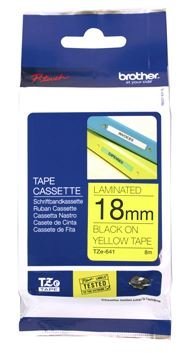 Brother TZe-641 18mm x 8m Black on Yellow Tape 1 Brother TZe-641 18mm x 8m Black on Yellow Tape