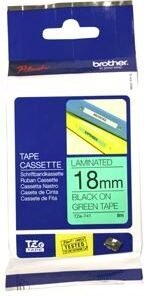 Brother TZe-741 18mm x 8m Black on Green Tape