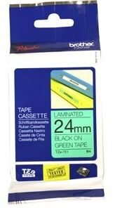 Brother TZe-751 24mm x 8m Black on Green Tape