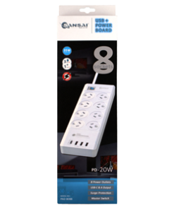 Sansai 8 Way Surge Powerboard with 3x USB Charging Ports