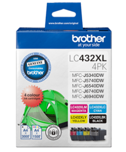 Brother LC432XL4PKS 4-Pack High Yiel Ink Cartridge (B/C/M/Y)