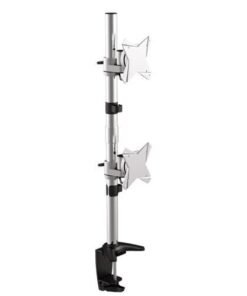 Brateck Elegant Dual Vertical LCD Monitor Table Stand w/Arm & Desk Clamp VESA 75/100mm Up to 23"